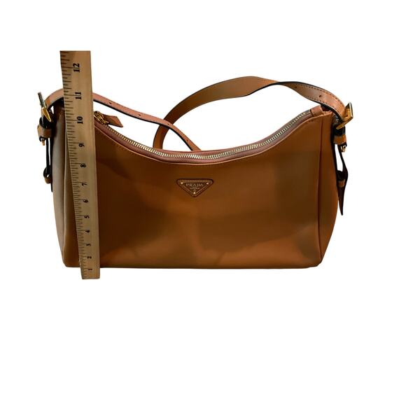Prada Aimee Genuine Leather Shoulder Bag Zipper Top Caramel Womens Medium NWT - Picture 7 of 12